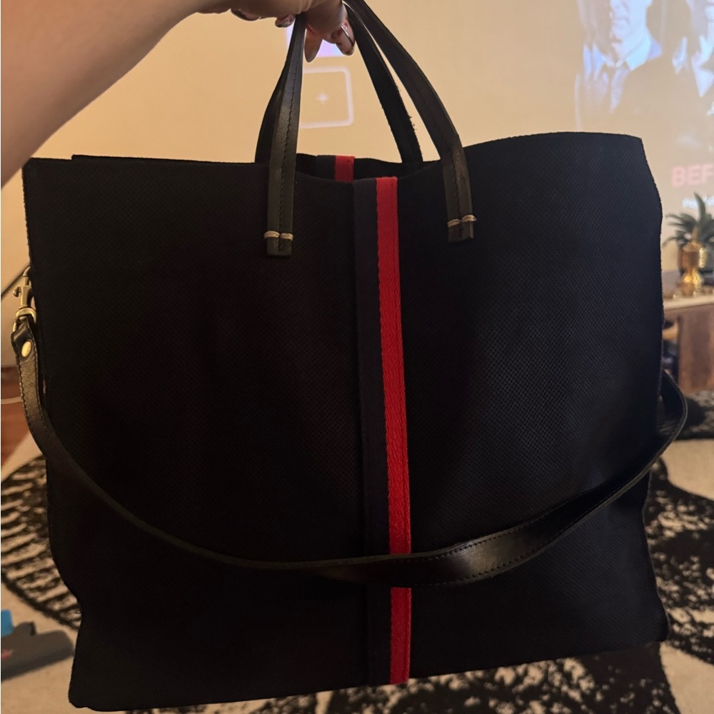 Black and Red suede Clare V  tote bag